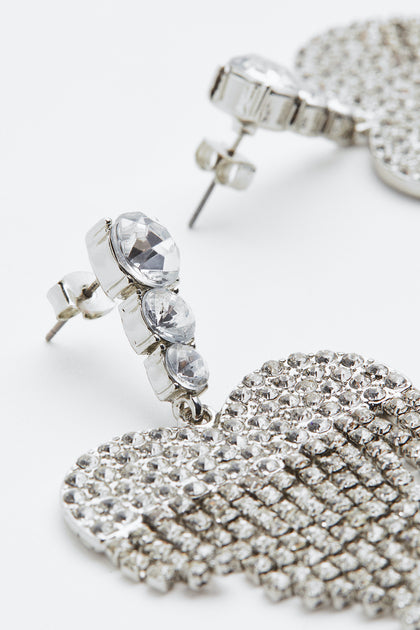 H&M Heart-shaped Rhinestone Earrings