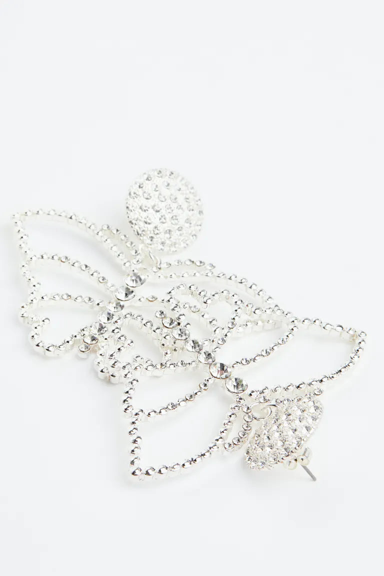 H&M-BUTTERFLY RHINESTONE EARRINGS