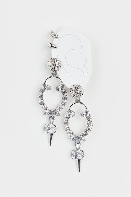 H&M- SILVER CHANDELIERS EARRINGS WITH CUFFS